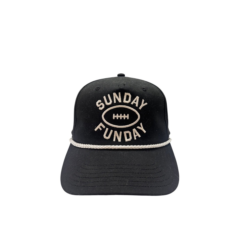 Sunday Funday Mad Engine Football Snapback Hat Mens Black Rope Detail OSFM‎